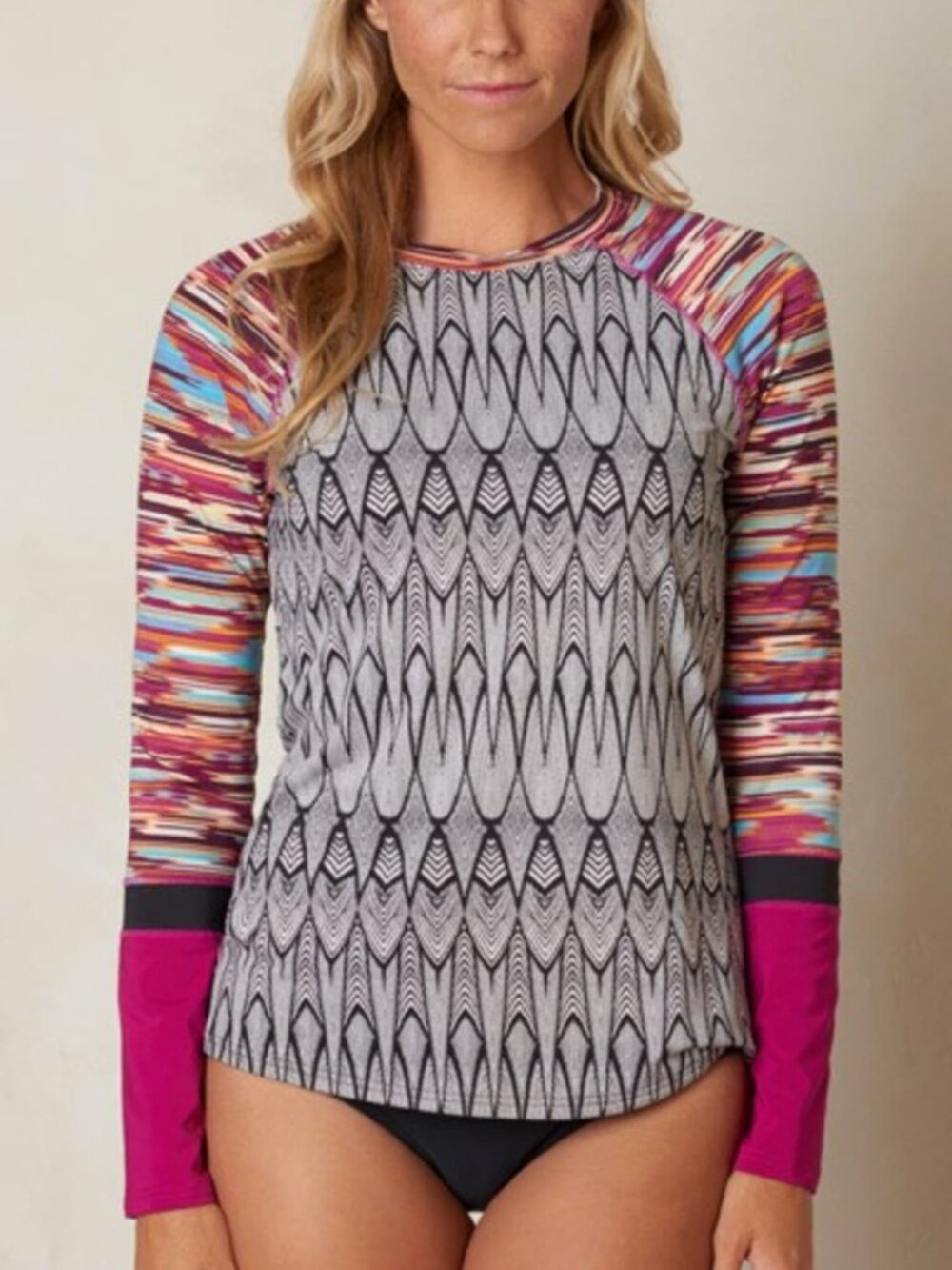 Prana Rashguard Swim Top Lorelei Black Feather